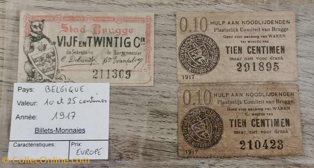 billets europe belgique 10 et 25 centimes
