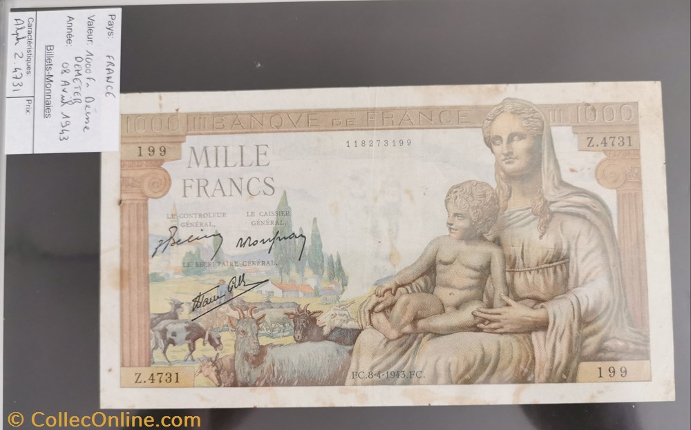 billet europe france 1000 francs demeter