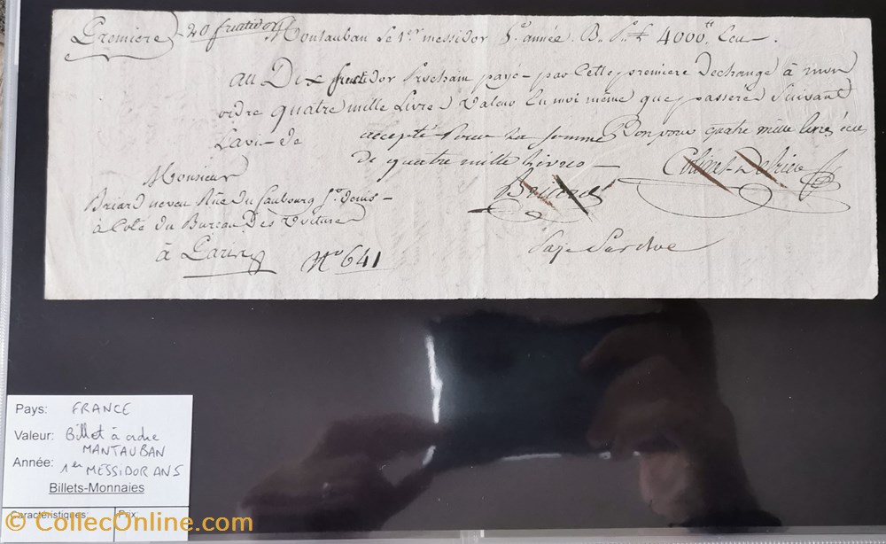 europe france billet a ordre mantauban 1796