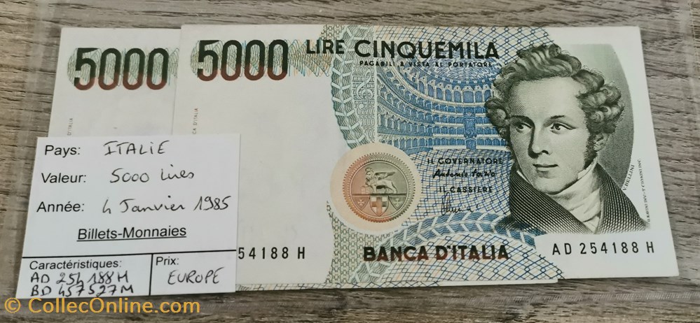 billets europe italie 5000 lires