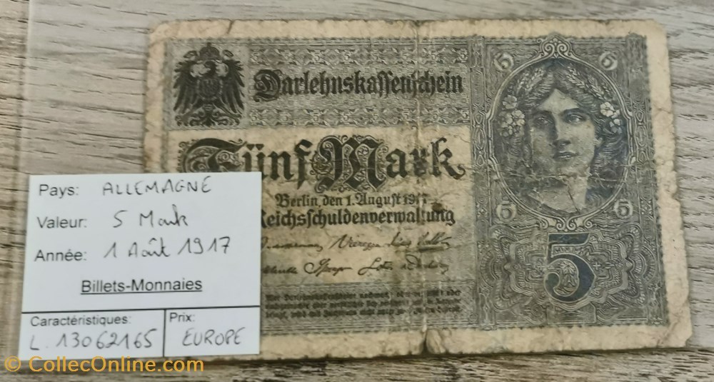 ALLEMAGNE - 5 Mark billets europe allemagne 5 mark