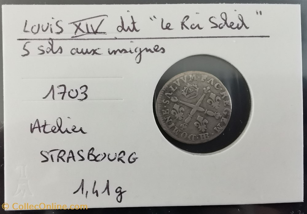 LOUIS XIV 5 sols aux insignes 1703 monnaie france royale louis xiv 5 sols aux insignes 1703