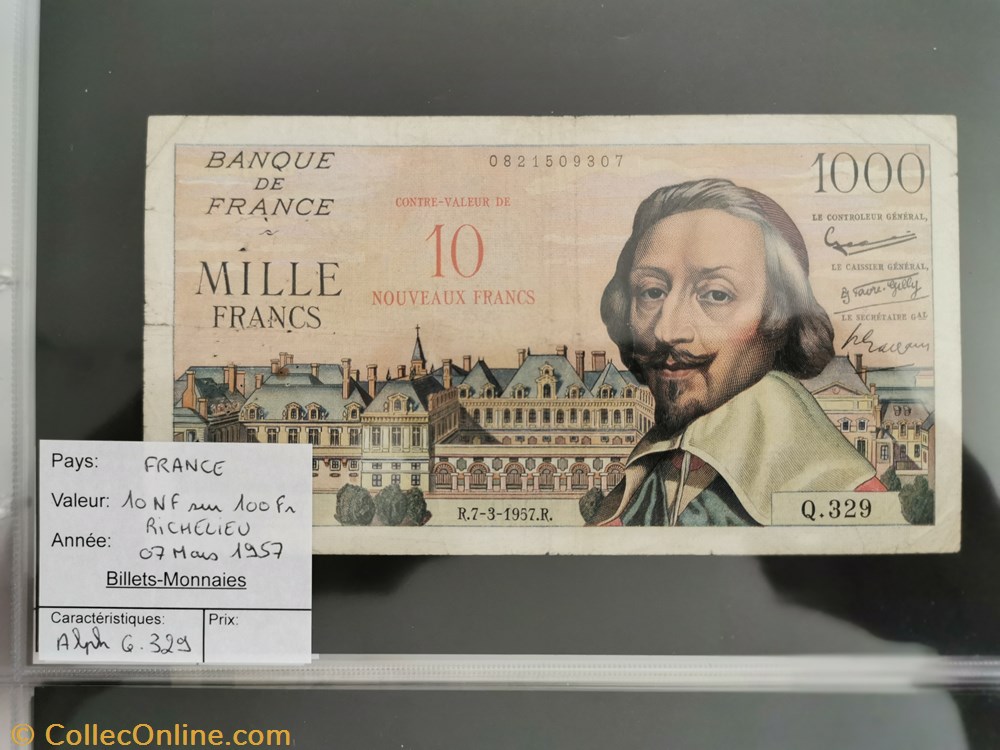 10 NF sur 1000 fr Richelieu billet europe france 10 nf sur 1000 fr richelieu