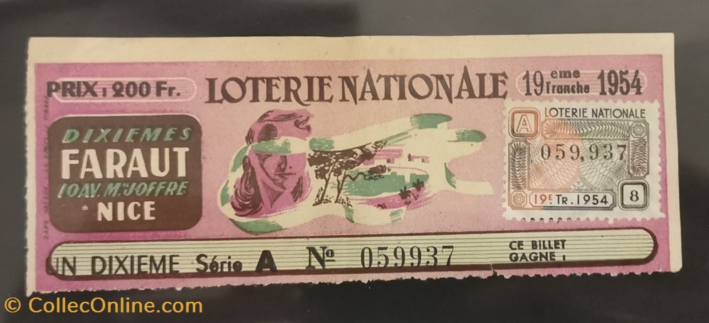 vieux papiers billets billet de loterie nationale