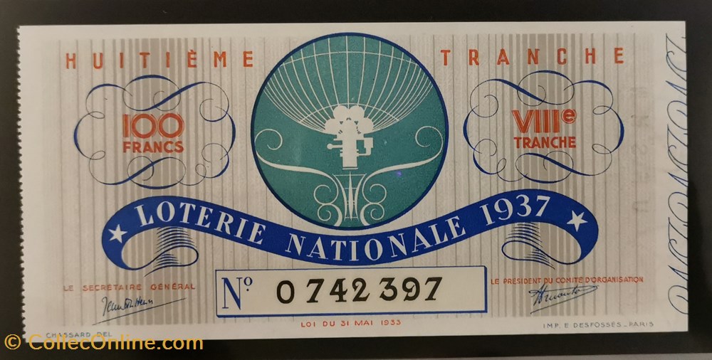 Billet de Loterie Nationale vieux papiers billets billet de loterie nationale