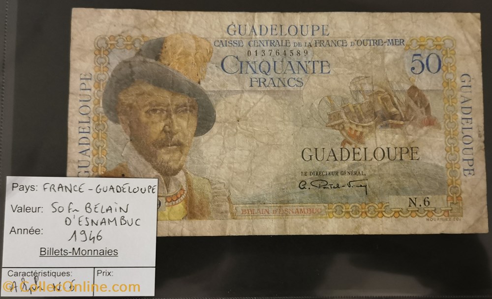 50 francs Belain D'Esnambuc GUADELOUPE billet amerique du nord 50 francs belain esnambuc guadeloupe