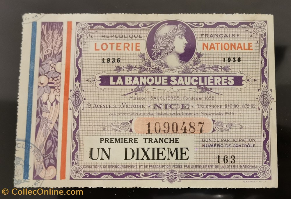 Billet de Loterie Nationale vieux papiers billets billet de loterie nationale