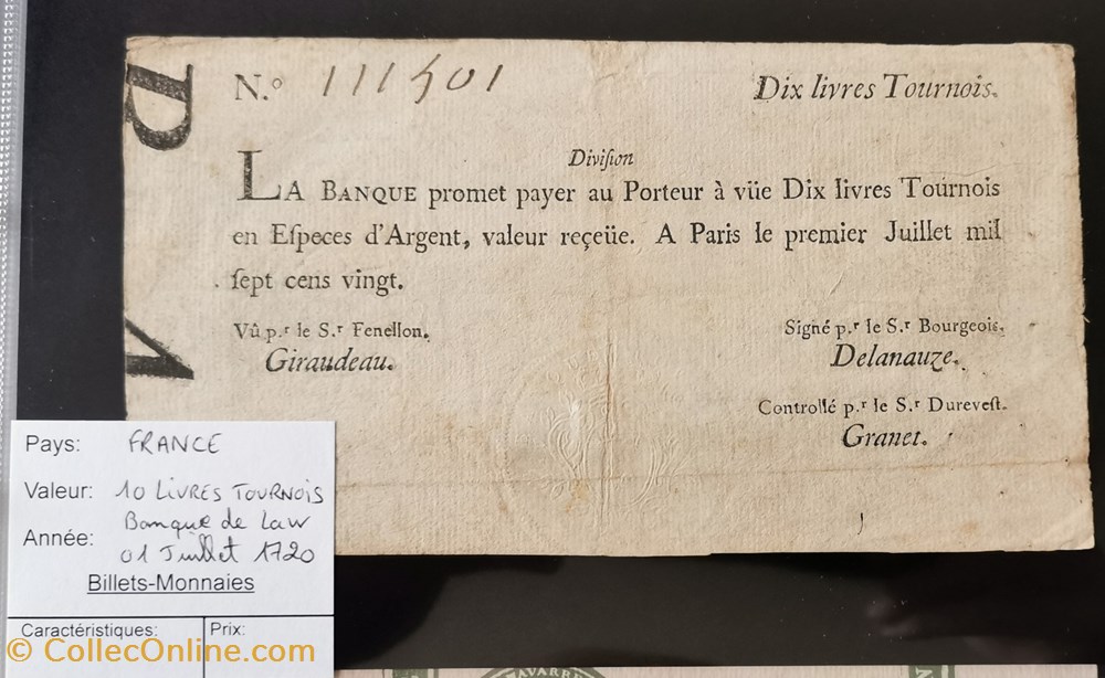 billet europe france assignat 10 livres tournois banque de law