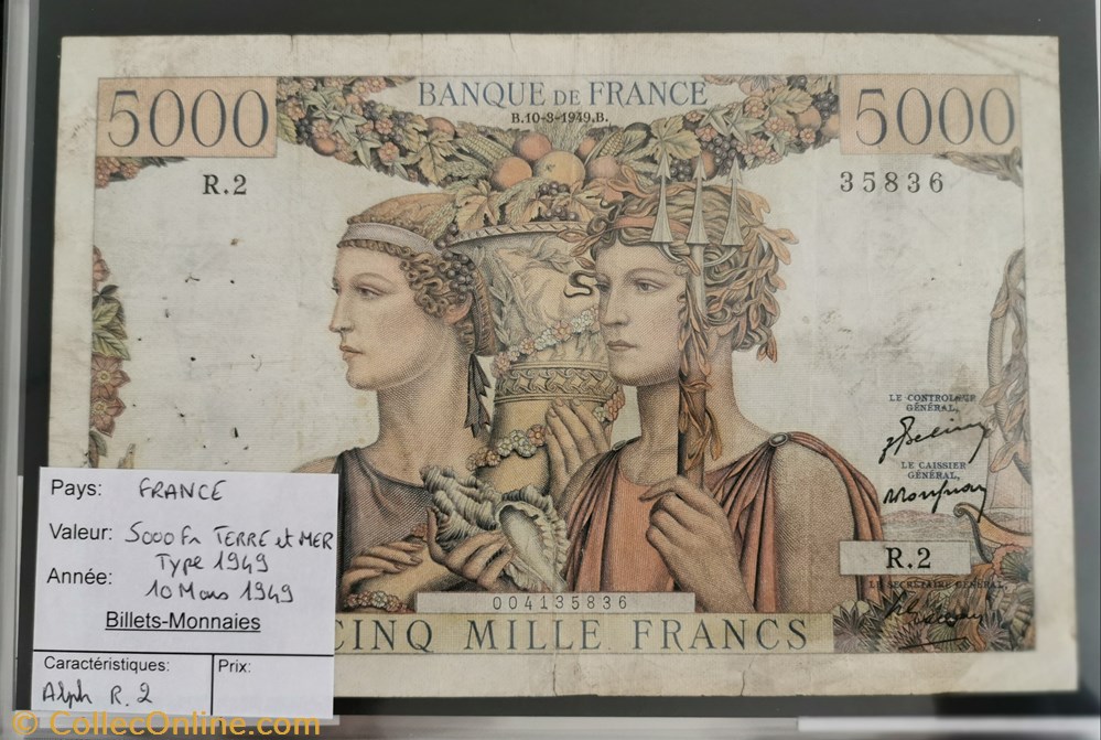 billet europe france 5000 francs terre et mer