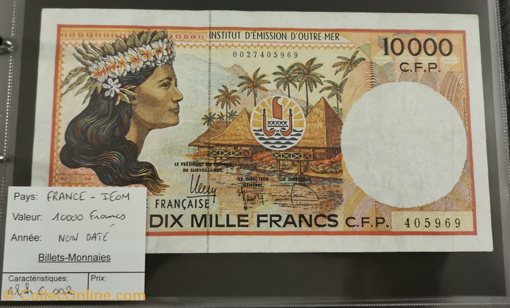 billet oceanie territoire francai du pacifique 10 000 francs ieom