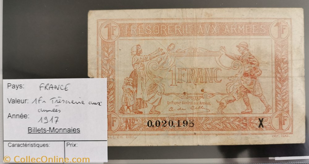 billet europe france 1 francs tresorerie aux armees