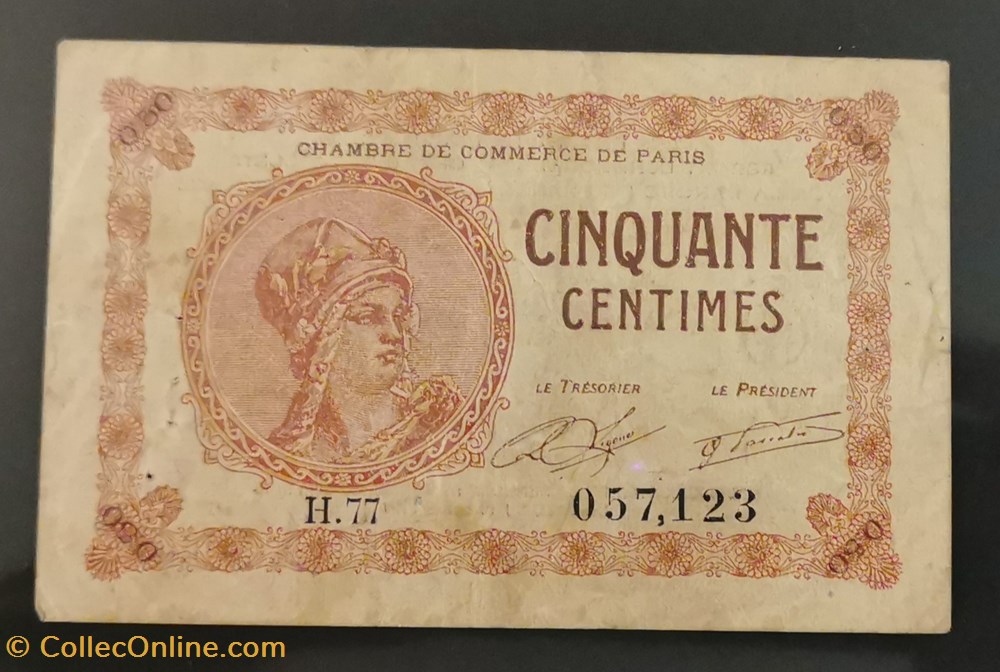 50 centimes Chambre de Commerce de Paris billets europe france 50 centimes chambre de commerce de paris