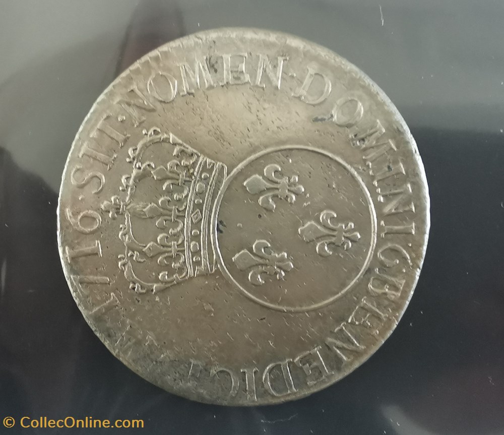 LOUIS XV Ecu Vertugadin 1716 monnaie france royale louis xv ecu vertugadin 1716