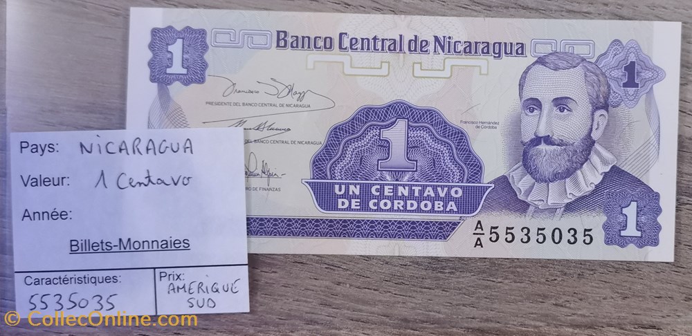 NICARAGUA - 1 Centavo billets amerique centrale et caraibes nicaragua 1 centavo