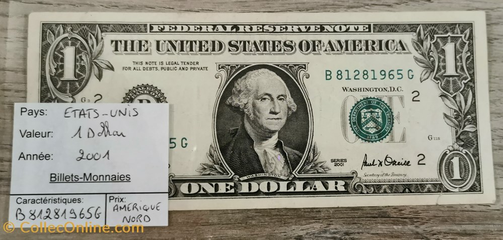 USA - 1 dollar billets amerique du nord etats unis usa 1 dollar