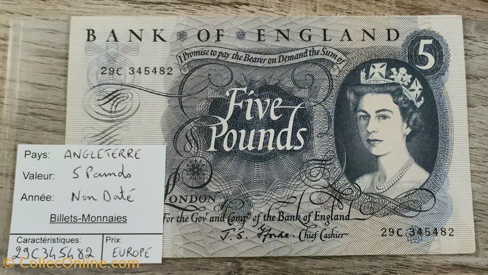 ANGLETERRE - 5 Pounds billets europe royaume uni angleterre 5 pounds
