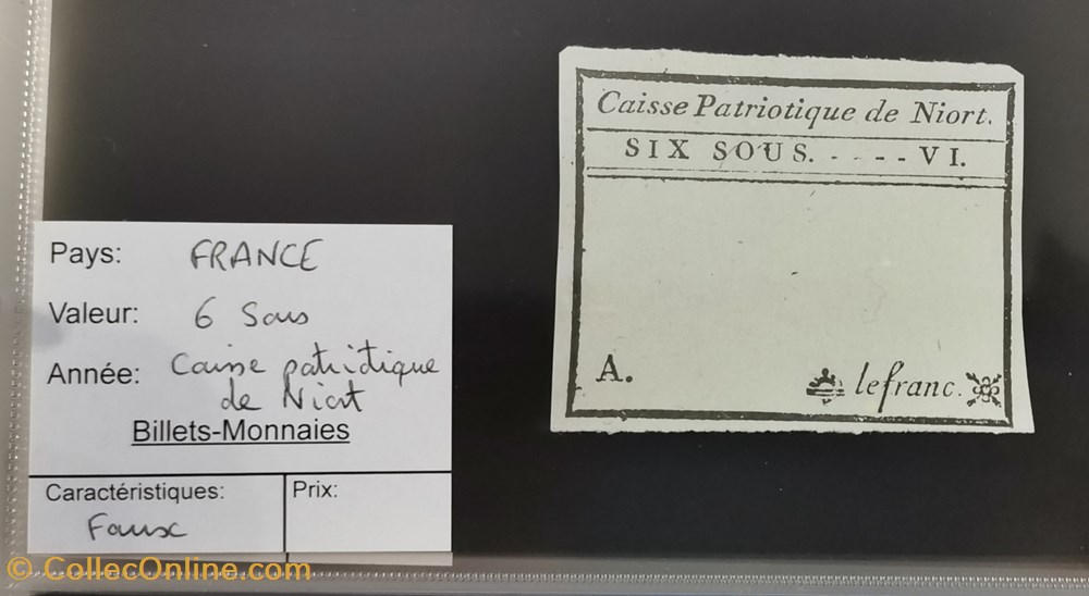 billets europe france caisse patriotique de niort 6 sous