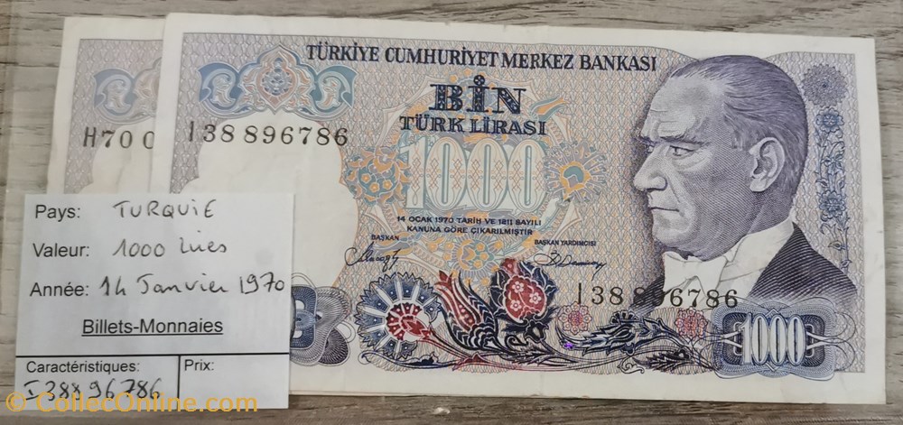 billets asie turquie 1000 lires