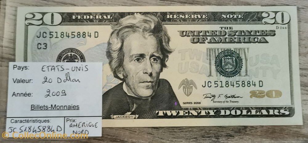 billets amerique du nord etats unis usa 20 dollars