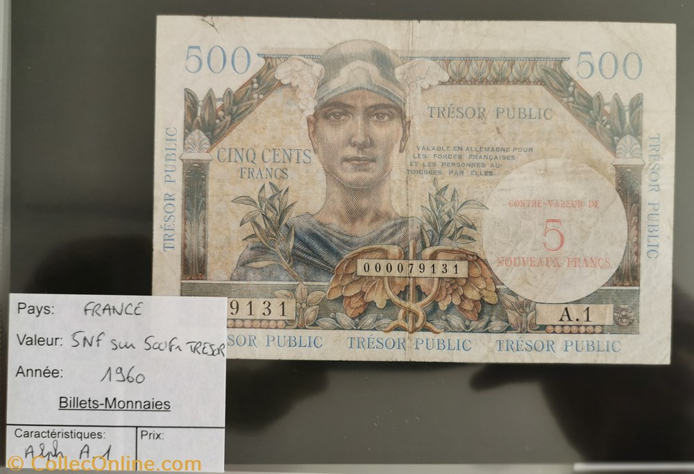 billet europe france 5 nf sur 500 fr tresor
