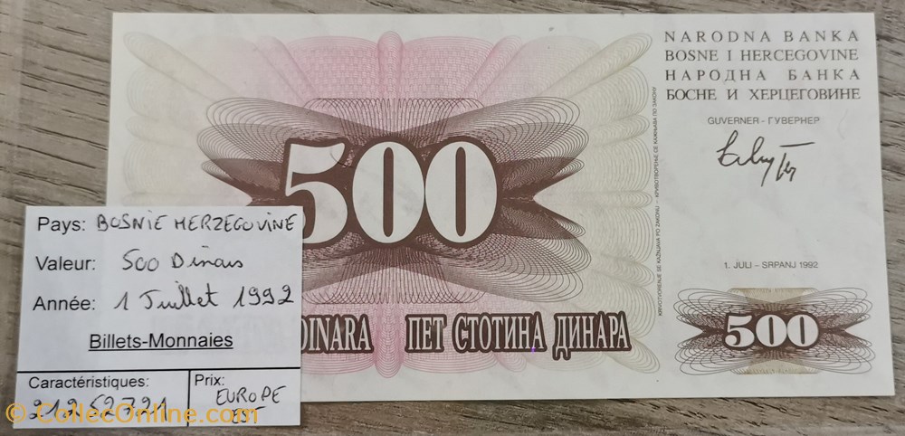 billets europe herzegovine bosnie 500 dinars