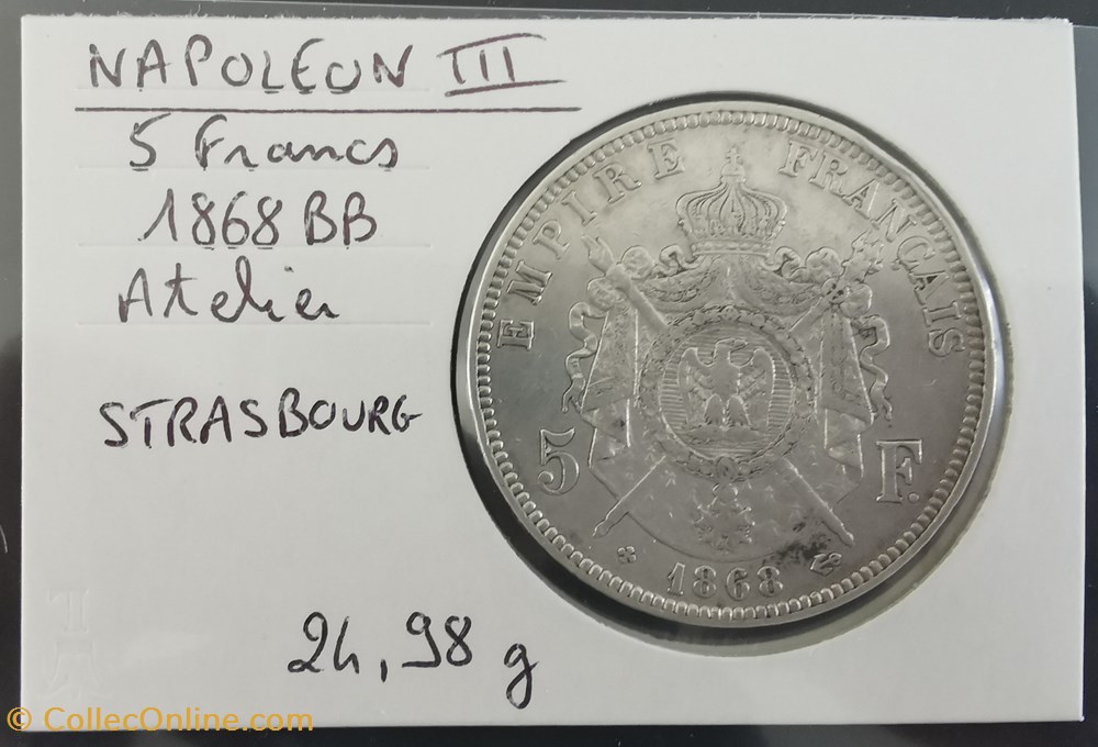 NAPOLEON III 5 francs 1868 BB monnaie france moderne napoleon iii 5 francs 1868 bb