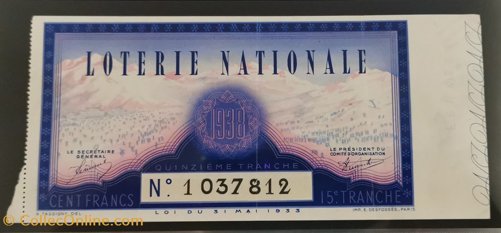 Billet de Loterie Nationale vieux papiers billets billet de loterie nationale