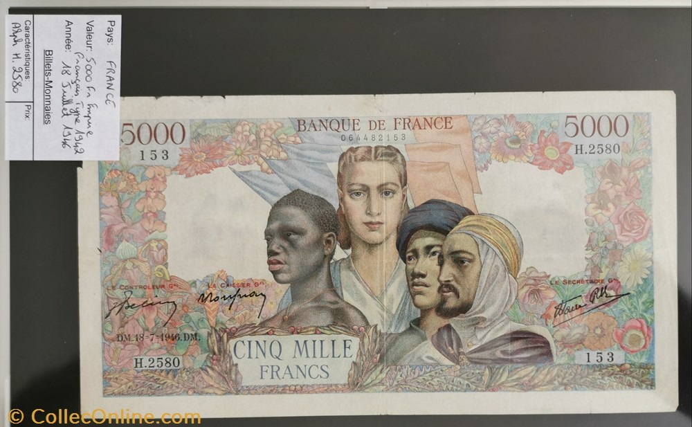 billet europe france 5000 francs empire francais
