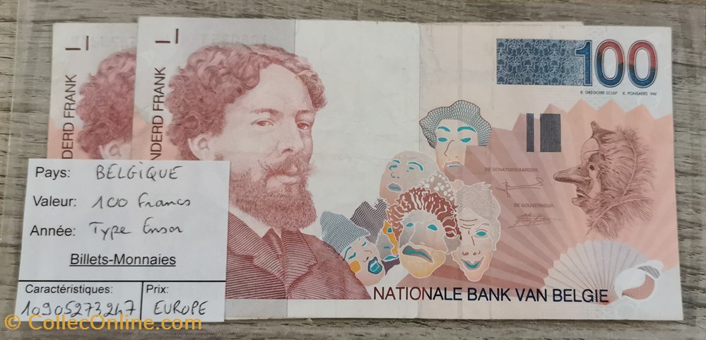 billets europe belgique 100 francs