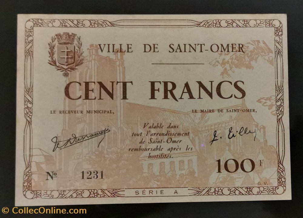 billets europe france 100 francs ville de saint omer
