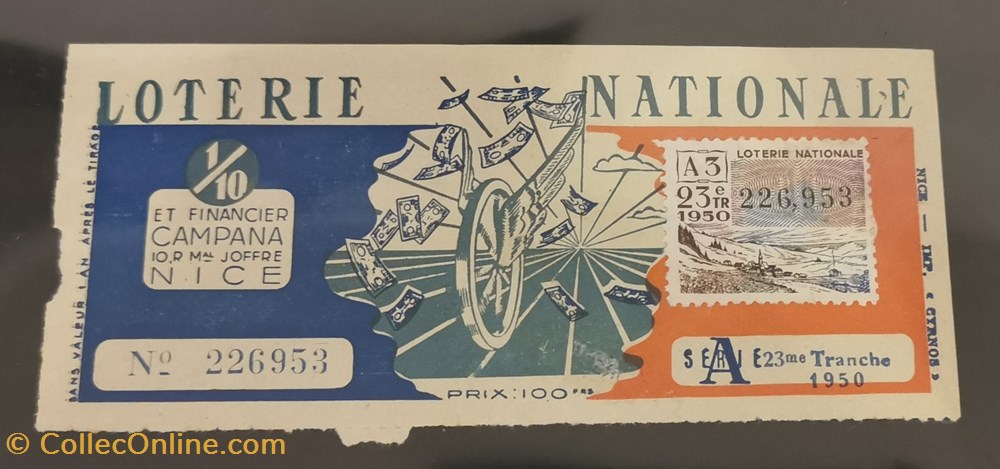 vieux papiers billets billet de loterie nationale
