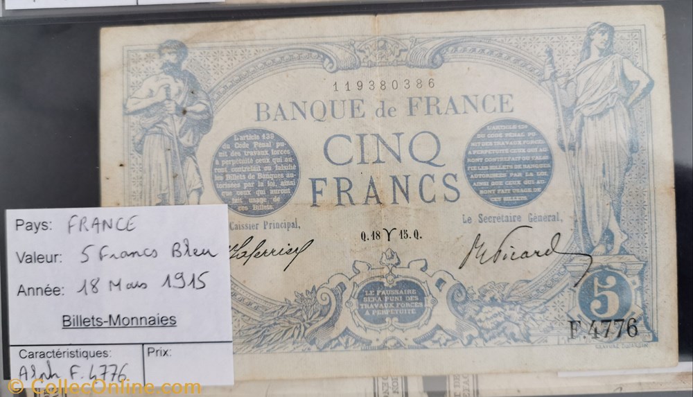 billet europe france 5 fr bleu