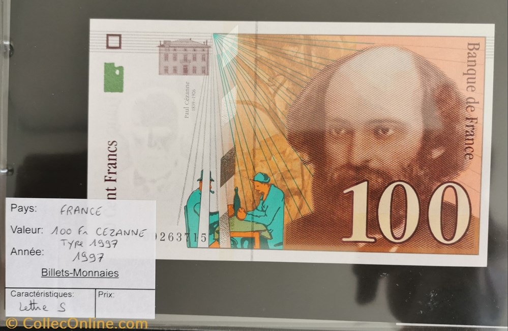billet europe france 100 francs cezanne