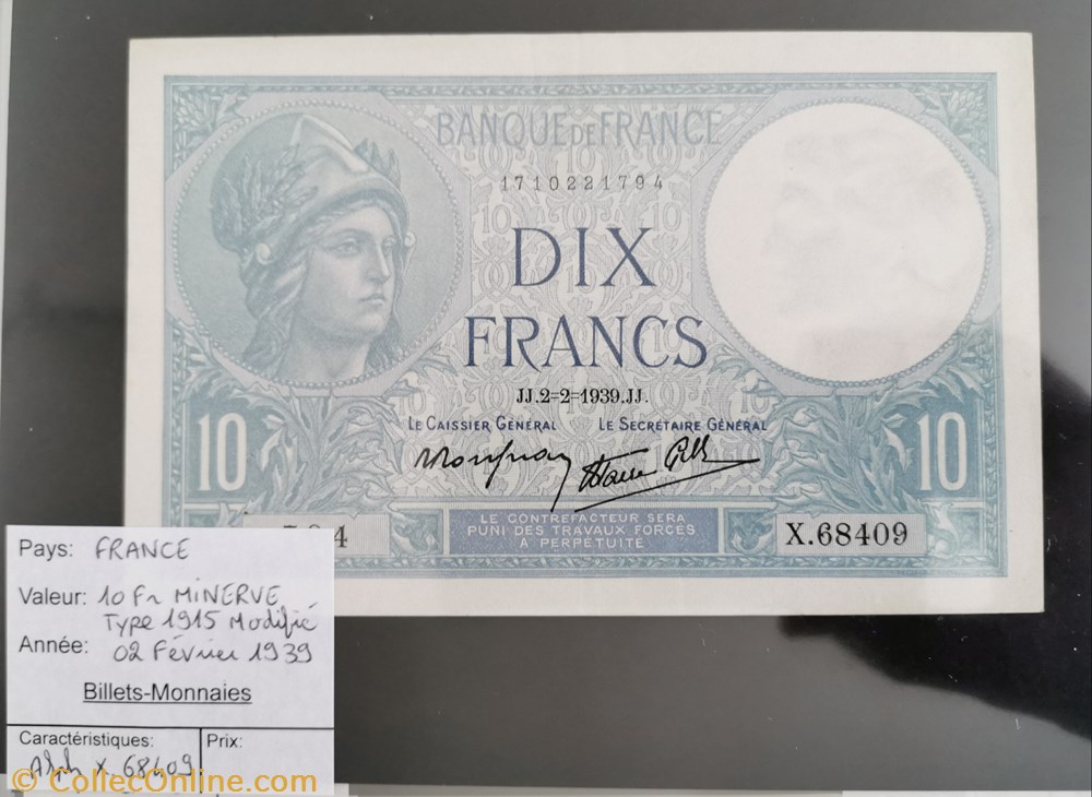 10 francs Minerve billet europe france 10 francs minerve