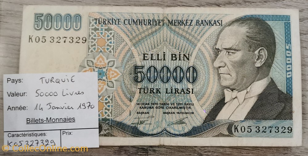 billets asie turquie 50000 lires