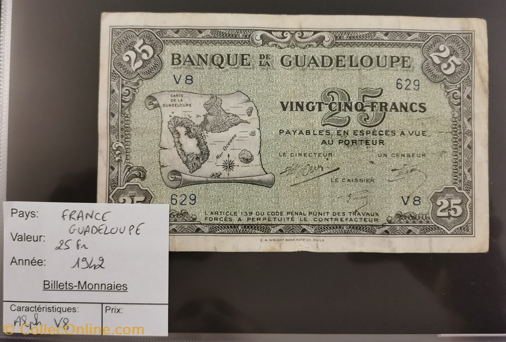 25 francs Guadeloupe billet amerique du nord 25 francs guadeloupe
