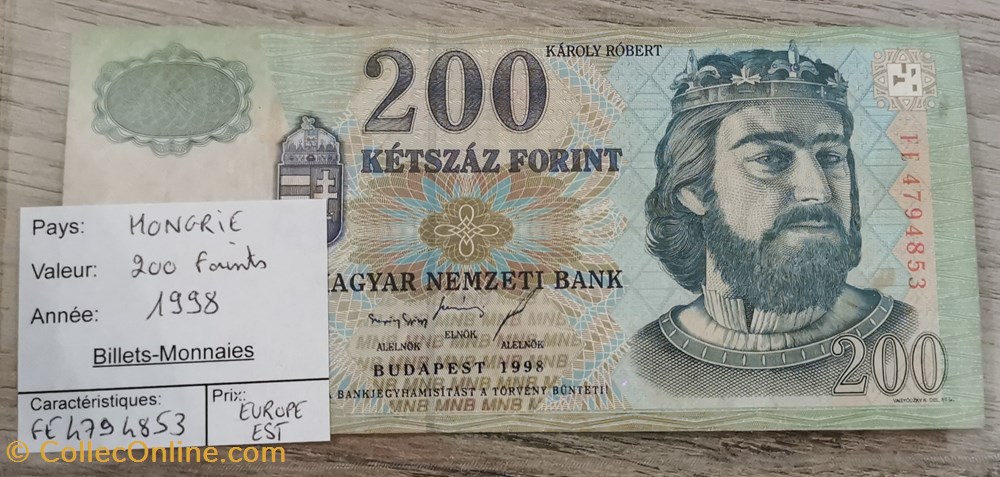 billets europe hongrie 200 forints