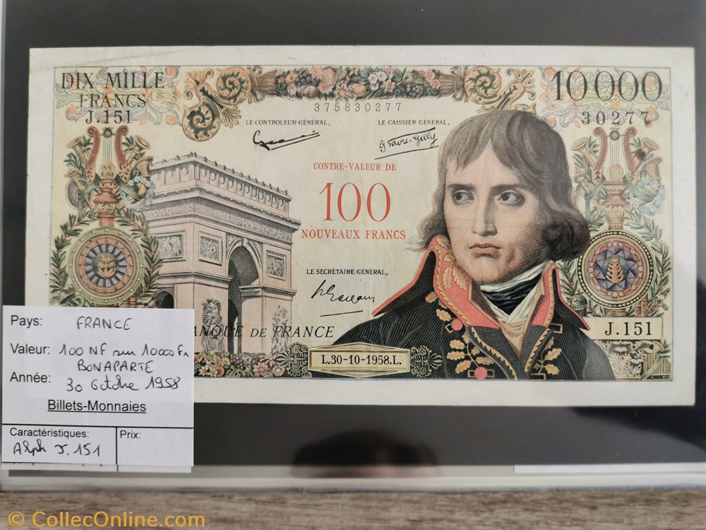 billet europe france 100 nf sur 10000 fr bonaparte