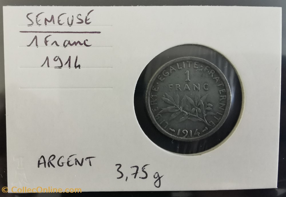 SEMEUSE 1 franc 1914 monnaie france moderne semeuse 1 franc 1914