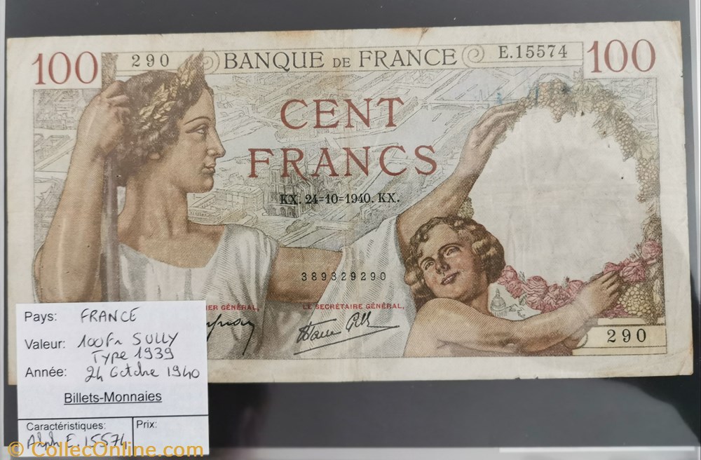 100 francs Sully billet europe france 100 francs sully