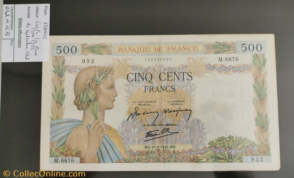 billet europe france 500 francs la paix
