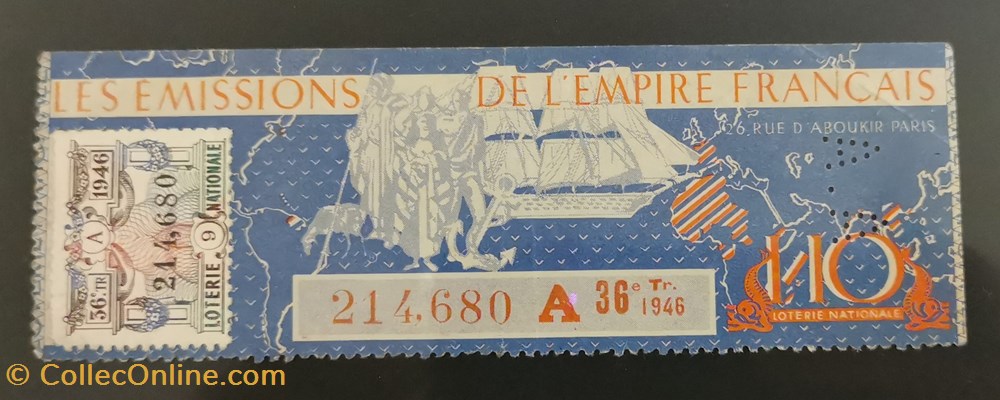 vieux papiers billets billet de loterie nationale