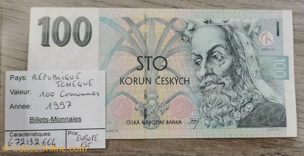 billets europe republique tcheque 100 couronnes