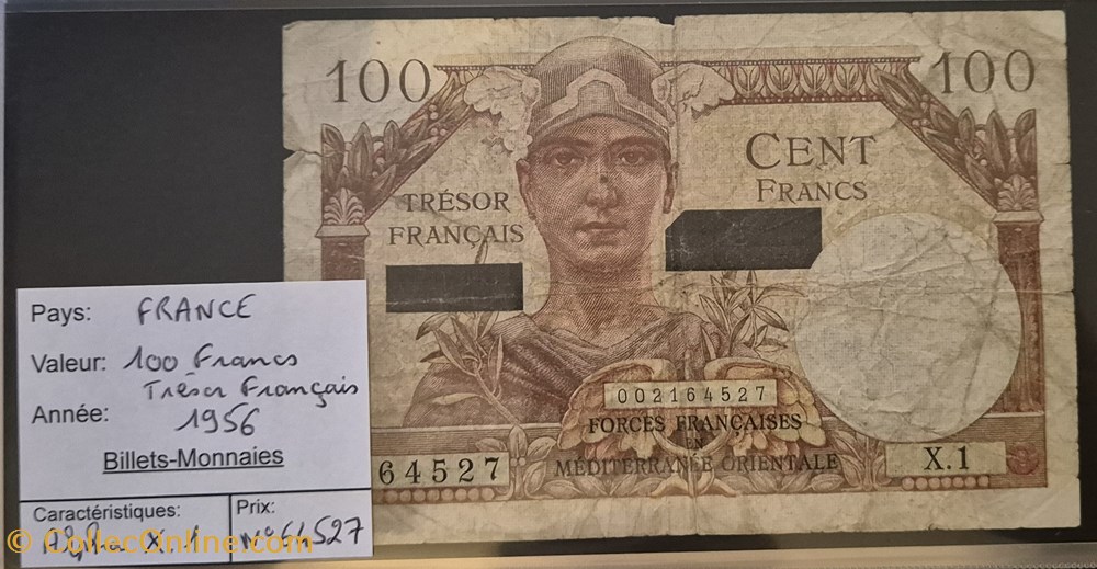 billets europe france 100 francs tresor francais 1956 surcharges