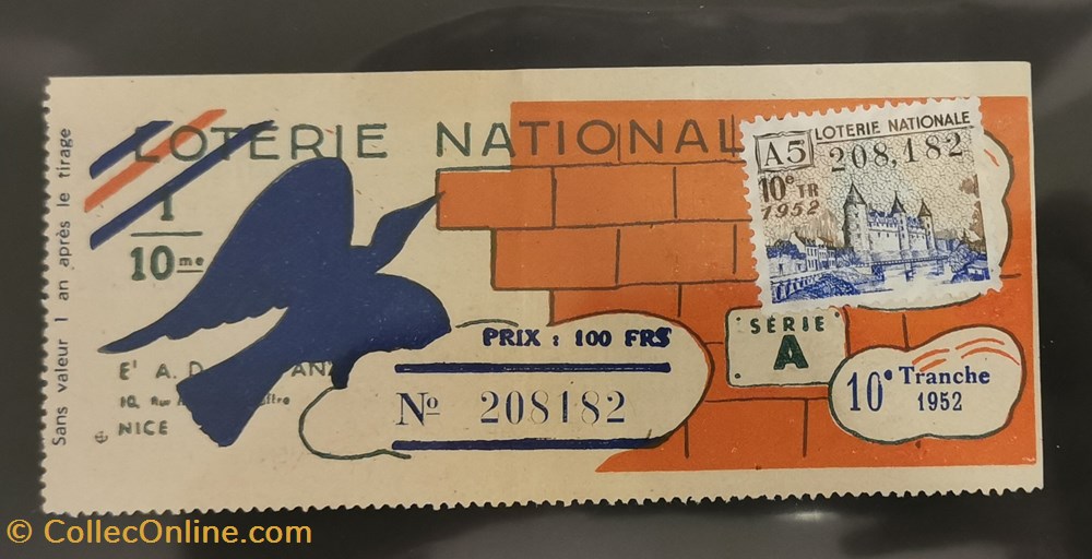 Billet de Loterie Nationale vieux papiers billets billet de loterie nationale