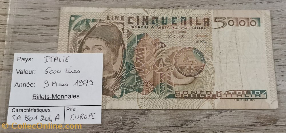 billets europe italie 5000 lires