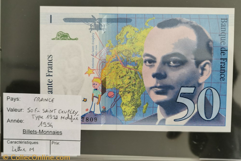 billet europe france 50 francs saint exupery