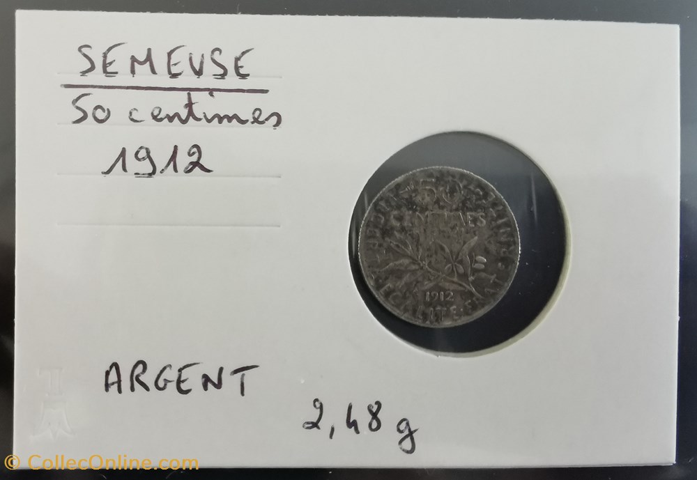 monnaie france a moderne semeuse 50 centimes 1912