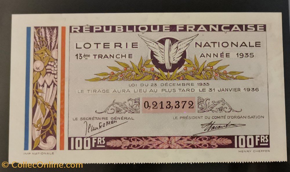 Billet de Loterie Nationale vieux papiers billets billet de loterie nationale