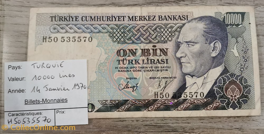 billets asie turquie 10000 lires